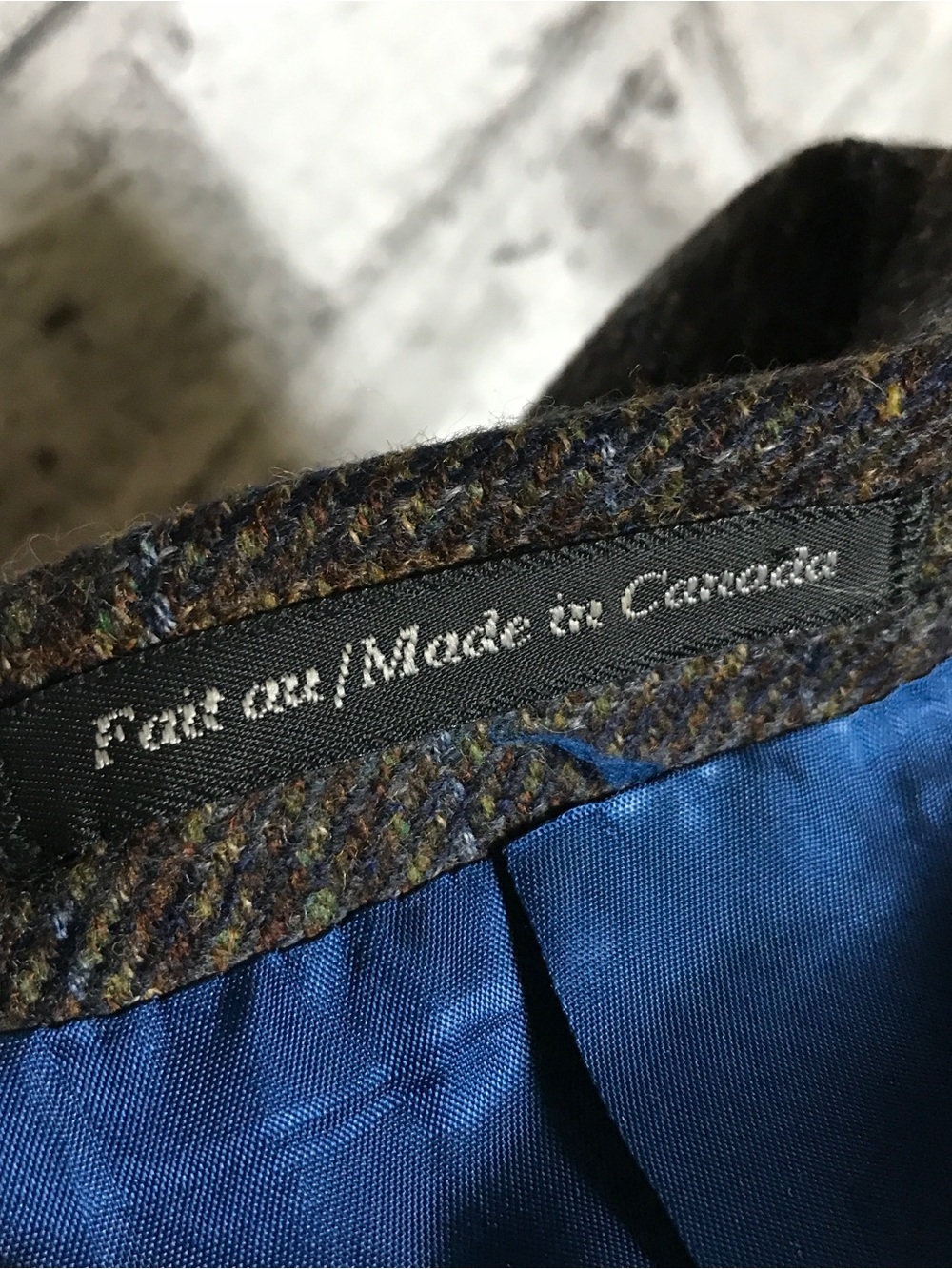Men's Plaid Wool/Cashmere Blazer - Dark Brown/Gray - Picture 5 of 5
